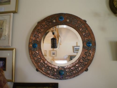 fig 4. Mirror Arts and crafts Ruskin Libertys copper and cabachon enamel