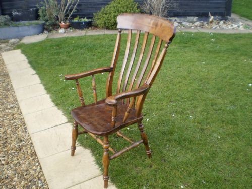 Chair Victorian Windsor Grandfather Lathe Back Armchair Elm C1880