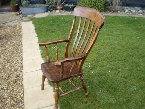 fig 4. Chair Victorian Windsor Grandfather Lathe back armchair Elm c1880