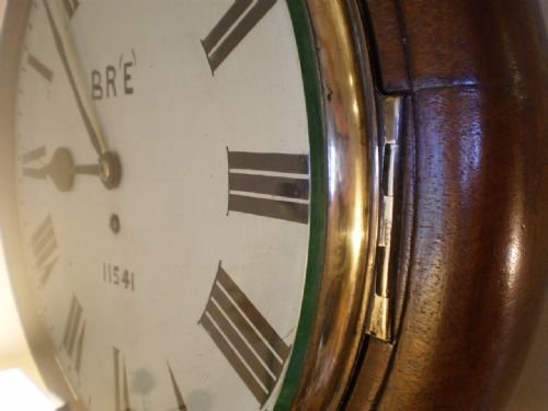 fig 1. Clock Victorian railway clock single fusee large Mahogany c1890