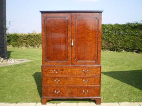 fig 1. Chest of drawers Linen press George III plum pudding Mahogany c1790