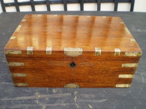 Correspondence Box Writing Campaign Teak and Camphor C1880 William Cloudsley