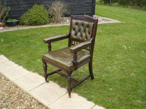 fig 1. Chair Victorian Mahogany leather desk chair c1880