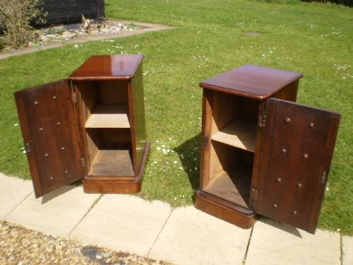 fig 1. Cabinets cupboards bedside Victorian Burr Walnut c1870