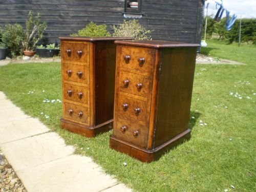 fig 2. Cabinets cupboards bedside Victorian Burr Walnut c1870
