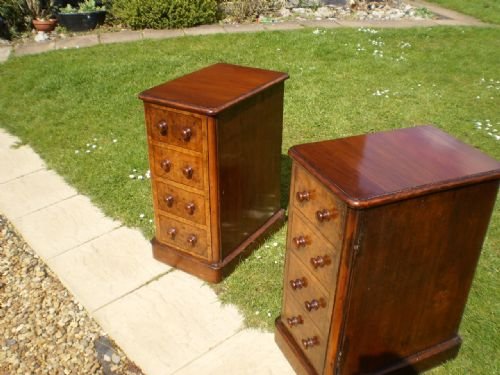 fig 4. Cabinets cupboards bedside Victorian Burr Walnut c1870