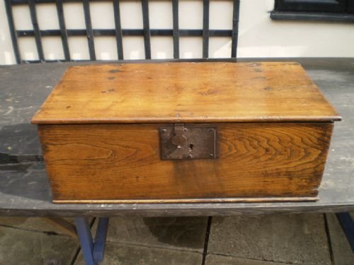 fig 2. Box Chest George II Elm document or Bible box c1750