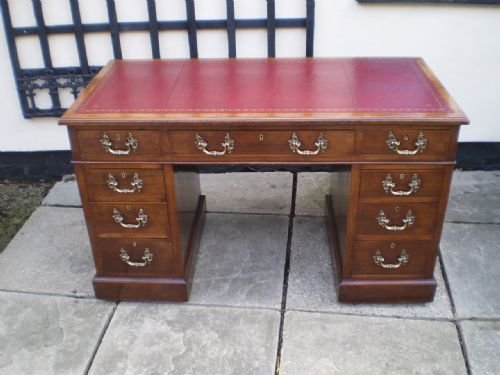 fig 1. Desk Victorian Walnut twin pedestal c1870