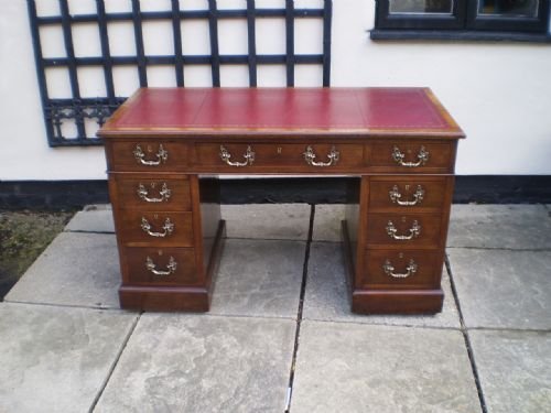 fig 4. Desk Victorian Walnut twin pedestal c1870