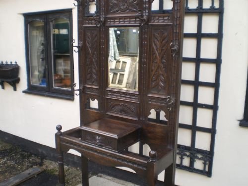fig 2. Hall stand coat stand Victorian carved Oak c1890