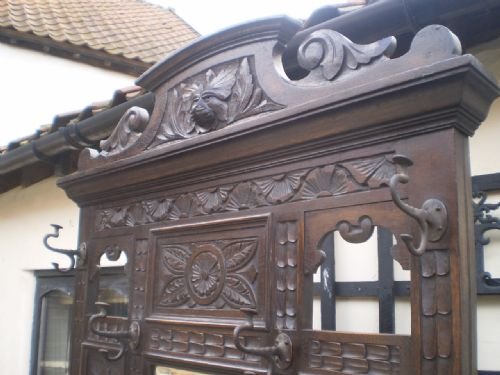 fig 4. Hall stand coat stand Victorian carved Oak c1890