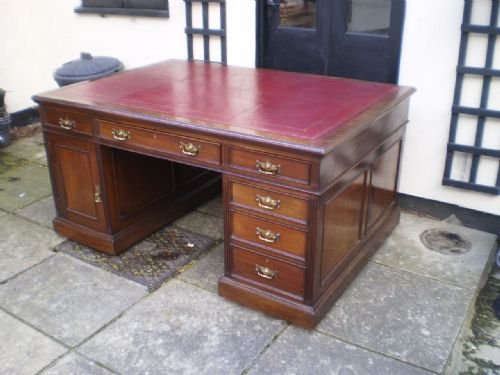 Desk Antique Victorian Mahogany Partners Desk C1890