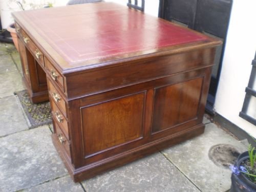 fig 1. Desk antique Victorian Mahogany partners desk c1890