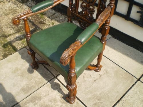 fig 3. Chair antique Victorian carved Oak throne chair c1880