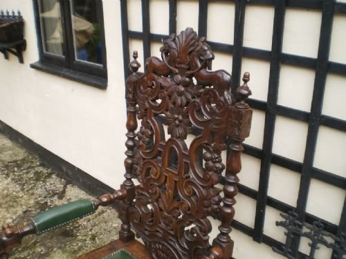 fig 1. Chair antique Victorian carved Oak throne chair c1880