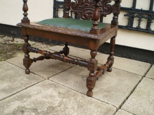 fig 3. Chair antique Victorian carved Oak throne chair c1880