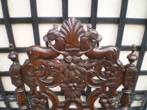 fig 4. Chair antique Victorian carved Oak throne chair c1880