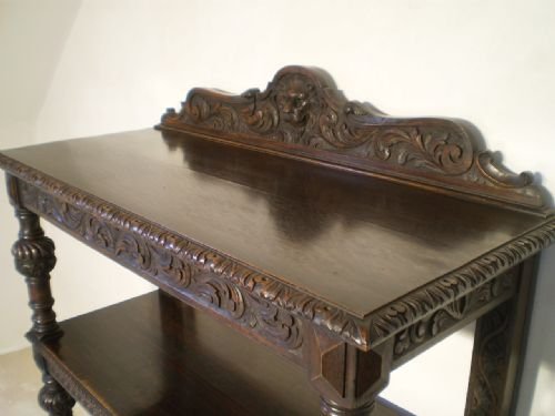 fig 2. Sideboard buffet antique Victorian carved Oak Lion mask green man c1880