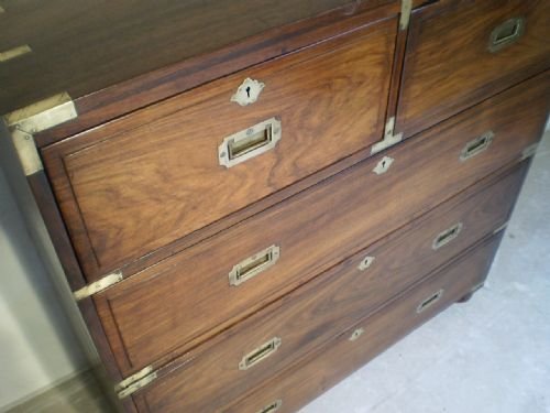 fig 2. Chest of drawers Military campaign George IV Teak c1830