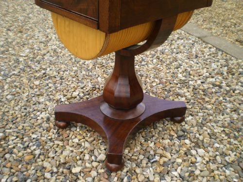 fig 1. Table sewing work table William IV figured Mahogany c1830