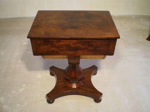 fig 3. Table sewing work table William IV figured Mahogany c1830