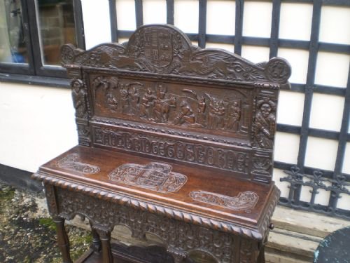 fig 1. Table carved Oak credence or console table 17th century and later