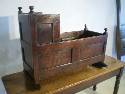 fig 3. cradle crib Queen Anne Oak c1700