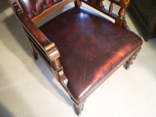 fig 3. Chair Victorian Walnut and leather library armchair c1890