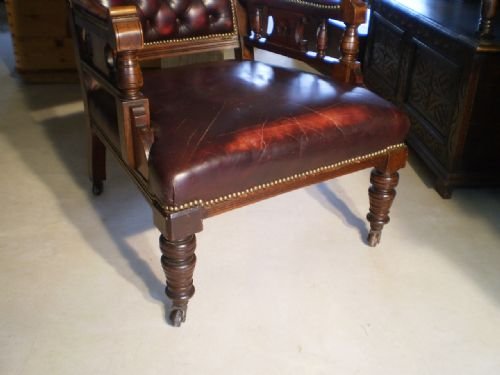 fig 4. Chair Victorian Walnut and leather library armchair c1890