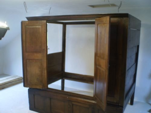 fig 1. Bed very rare 17th century Oak cupboard bed