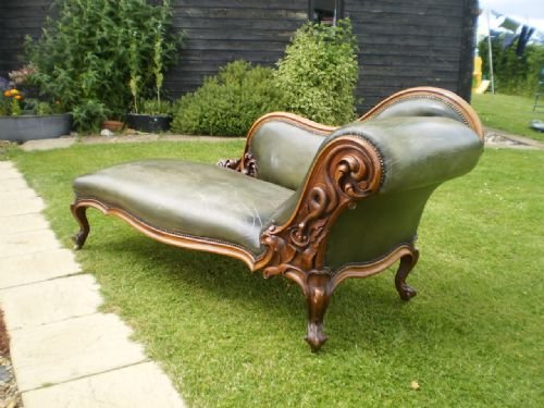 fig 1. settee sofa chaise longue Walnut and leather William IV c1830