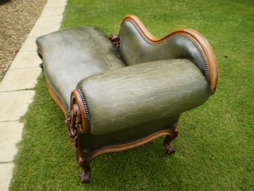 fig 2. settee sofa chaise longue Walnut and leather William IV c1830