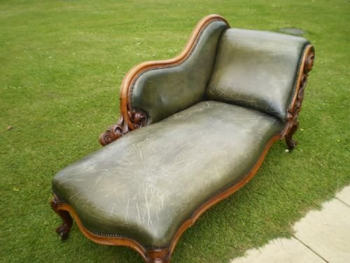 fig 3. settee sofa chaise longue Walnut and leather William IV c1830