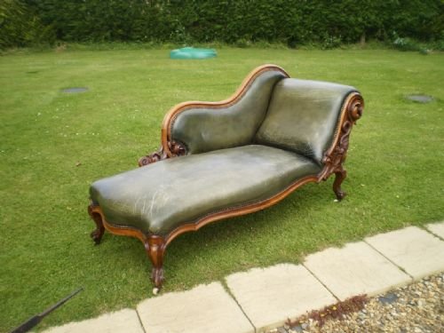 fig 4. settee sofa chaise longue Walnut and leather William IV c1830