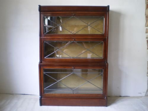 Bookcase Globe Wernicke Style Mahogany Leaded Glass C1910