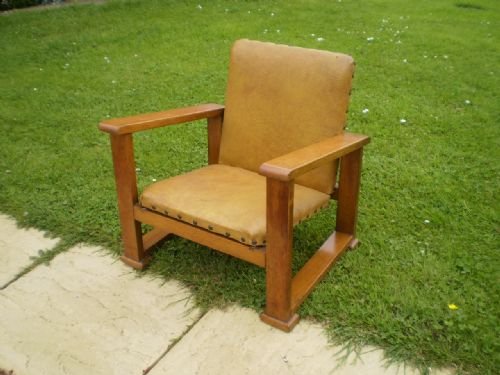 Chair Art Deco Oak Child's Reclining Chair C1920