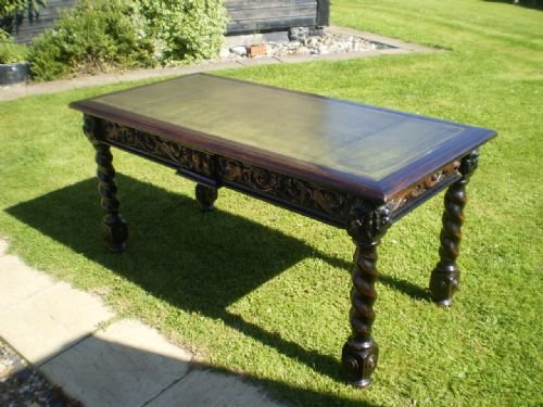 Desk Table Writing Victorian Carved Oak C1880