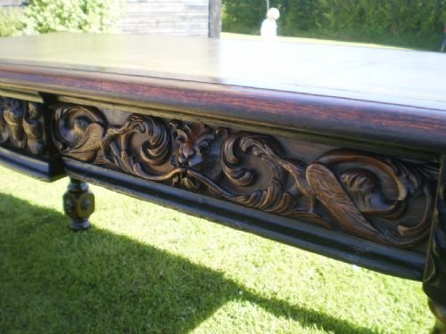 fig 1. Desk Table writing Victorian carved Oak c1880