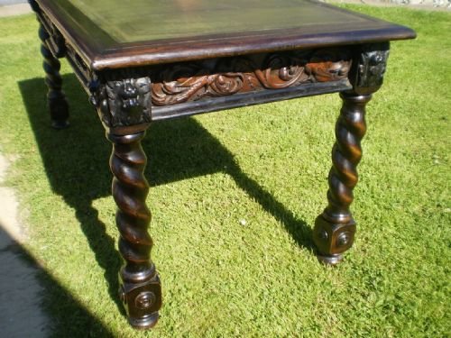 fig 2. Desk Table writing Victorian carved Oak c1880