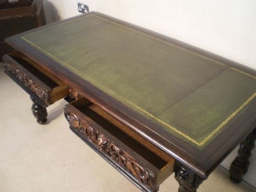 fig 4. Desk Table writing Victorian carved Oak c1880