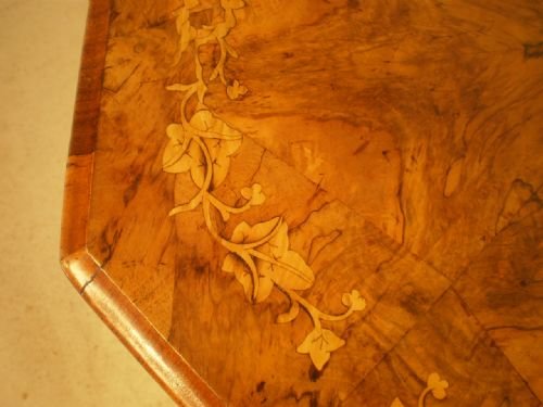 fig 1. Table Victorian figured Walnut marquetry inlay c1880