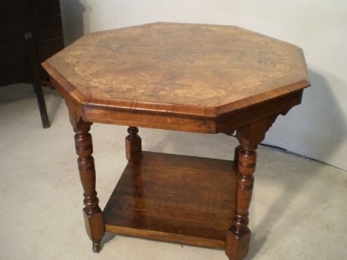fig 2. Table Victorian figured Walnut marquetry inlay c1880