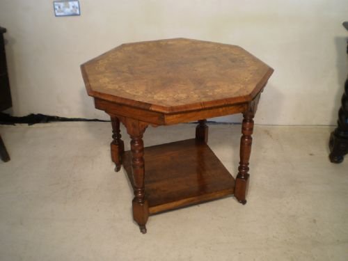 fig 3. Table Victorian figured Walnut marquetry inlay c1880