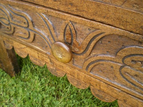fig 2. Chest coffer mule chest George II carved Oak c1720