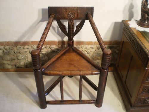 Chair Early Victorian Oak Turners Chair C1840