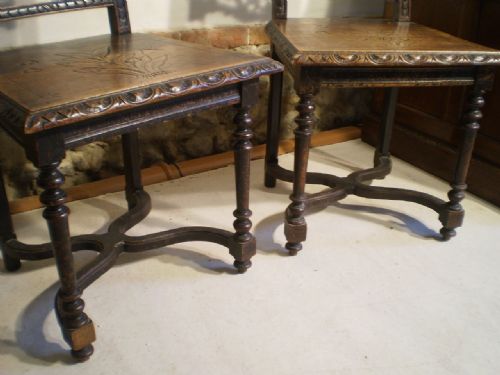 fig 3. Chairs Victorian Black forest carved Oak c1880