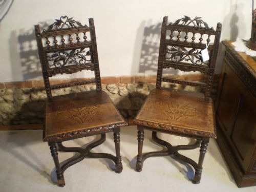 fig 4. Chairs Victorian Black forest carved Oak c1880