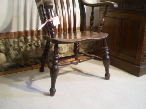 fig 3. Chair Windsor lathe back Grandfather chair Victorian Beech and Elm c1860