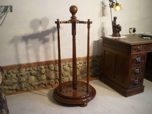 Snooker Cue Stand Revolving Victorian Mahogany C1890