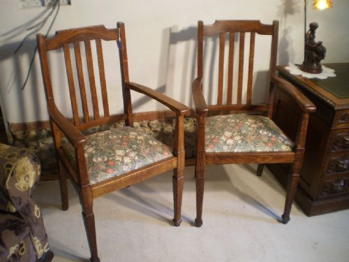 Chairs Victorian Oak Arts and Crafts Armchairs William Morris Golden Lily Minor